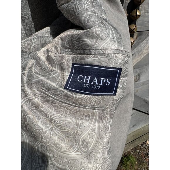 Chaps Mens Gray Blazer Jacket With Paisley Lining Single-Breasted Two-Button Siz - Picture 2 of 8